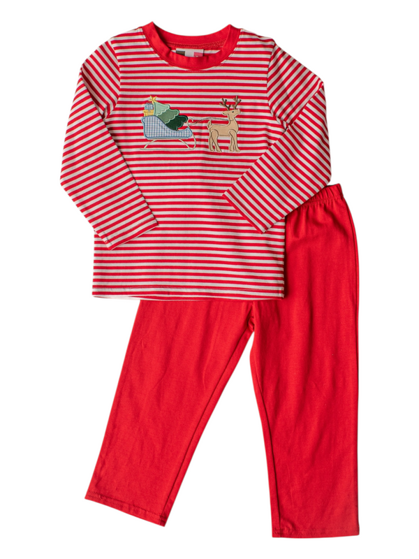 Christmas Sleigh Applique Pant Set