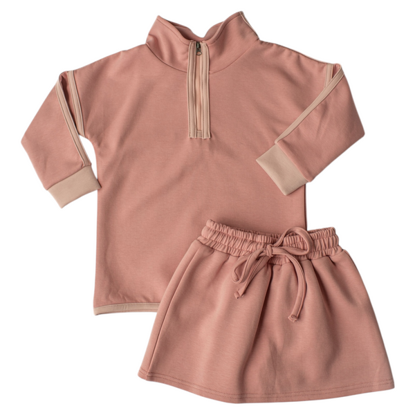Celina 1/4 Zip Skort Set- Mauve