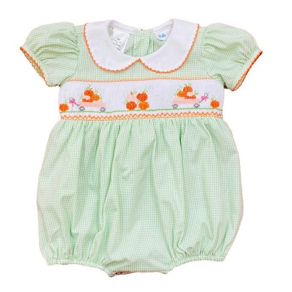 Pumpkin Smocked Bubble- Girl