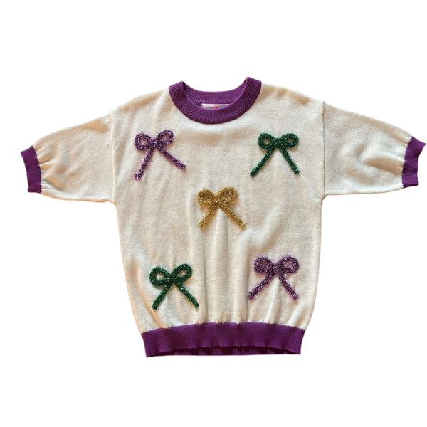 Mardi Gras Bows SS Sweater