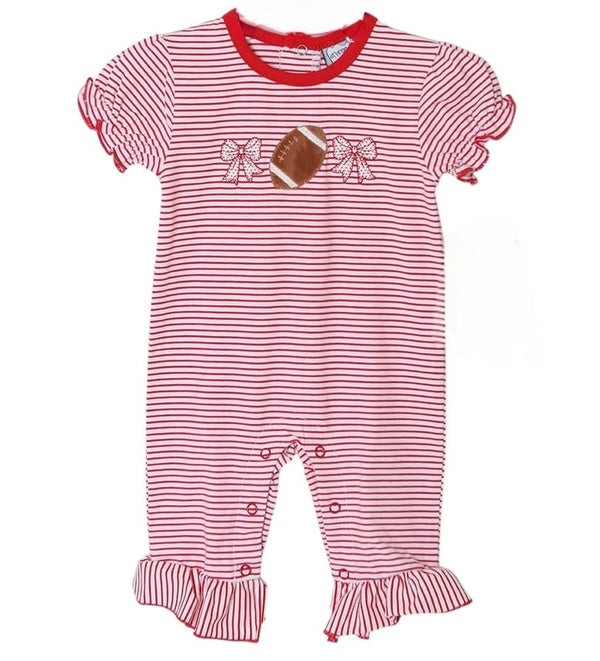 Football Ruffle Romper- Red