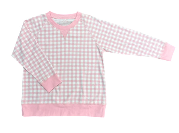 Sidney Knit Sweatshirt- Pink Gingham