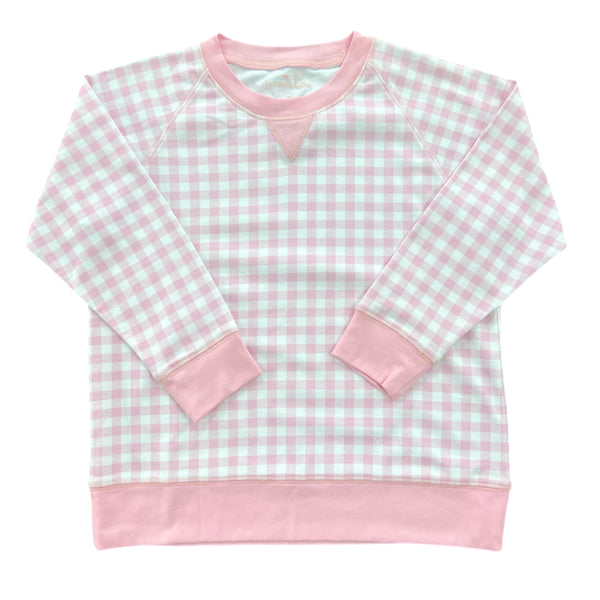 Sidney Knit Sweatshirt- Pink Gingham