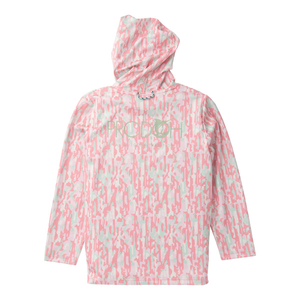 Pro Performance Hoodie T-Shirt- Geranium Pink Stay in the Lines Camo
