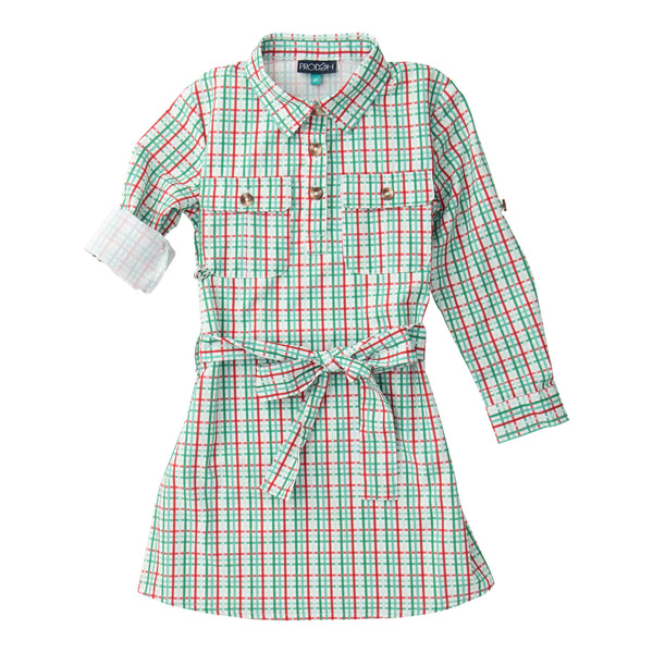 Belted Shirt Dress- Holiday Plaid