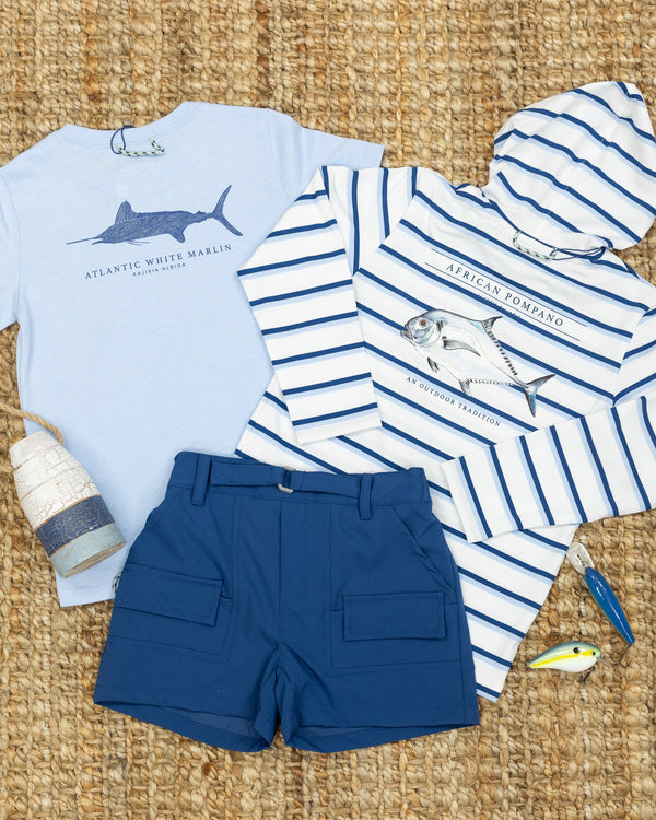 Inshore Performance Short- Navy Peony