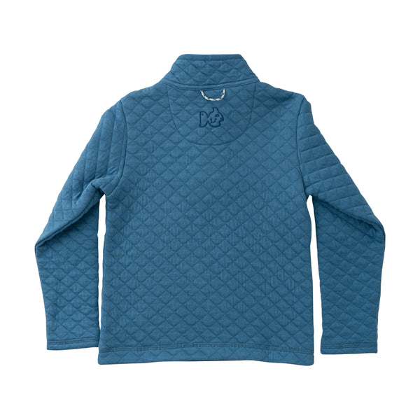 Quilted Zip Pullover- Copen Blue