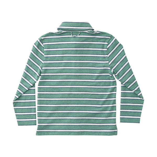LS Too Cool for School Polo- Frosty Spruce Dark Denim Stripe