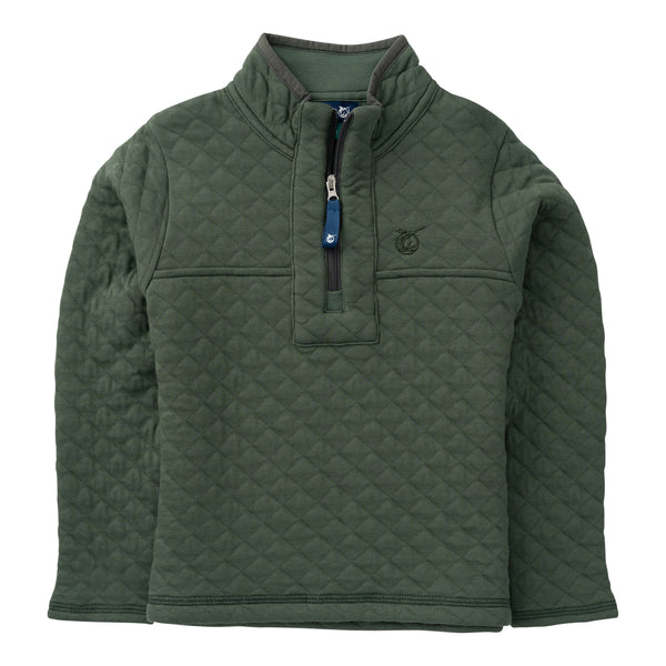 Quilted Zip Pullover- Camping Green