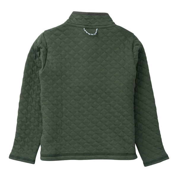 Quilted Zip Pullover- Camping Green