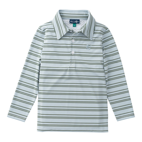 LS Pro Performance Polo- Arona Camping Green Stripe