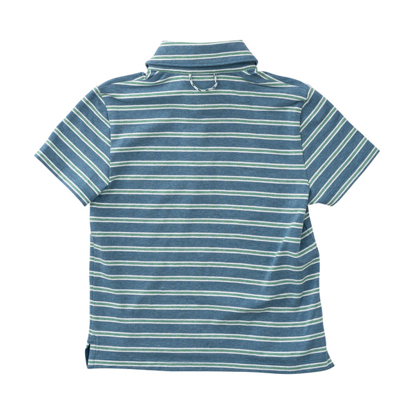Too Cool for School Polo- Copen Blue Frosty Spruce Stripe