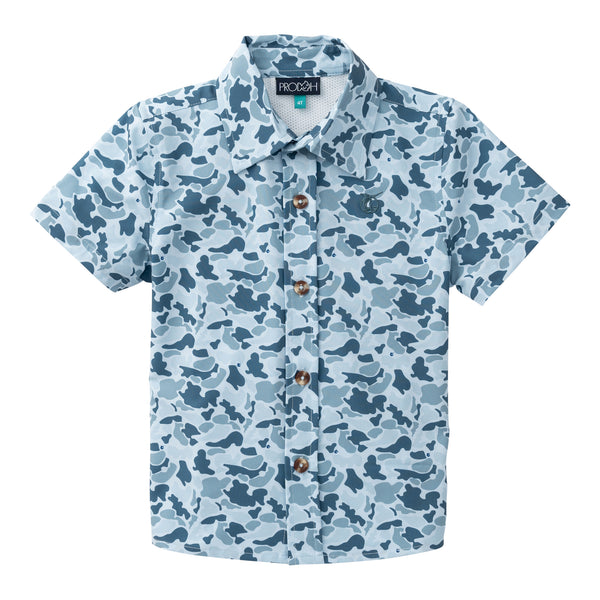 Button Down Shirt- Cool Blues Break Point Camo