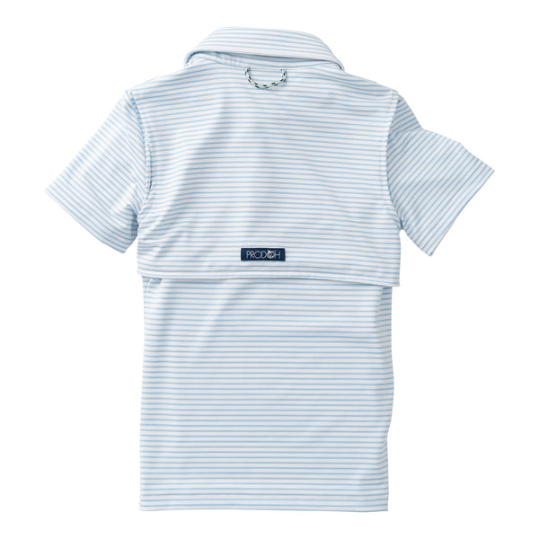 Pro Performance Polo- Clear Sky Stripe