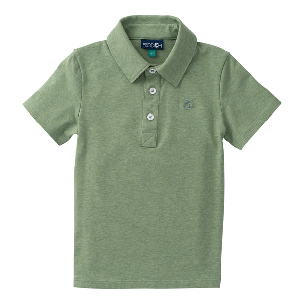 Too Cool for School Polo- Hedge Green Heather