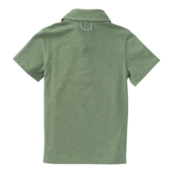 Too Cool for School Polo- Hedge Green Heather