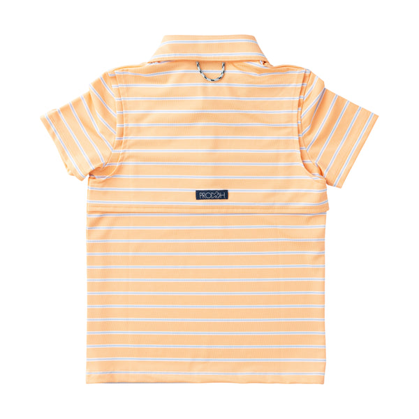 Boys' Short Sleeve Pro Performance Polo- Orange Chiffon Stripe
