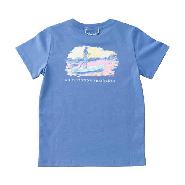Cotton T-Shirt- Paddleboard Sunset- Persian Jewel Heather