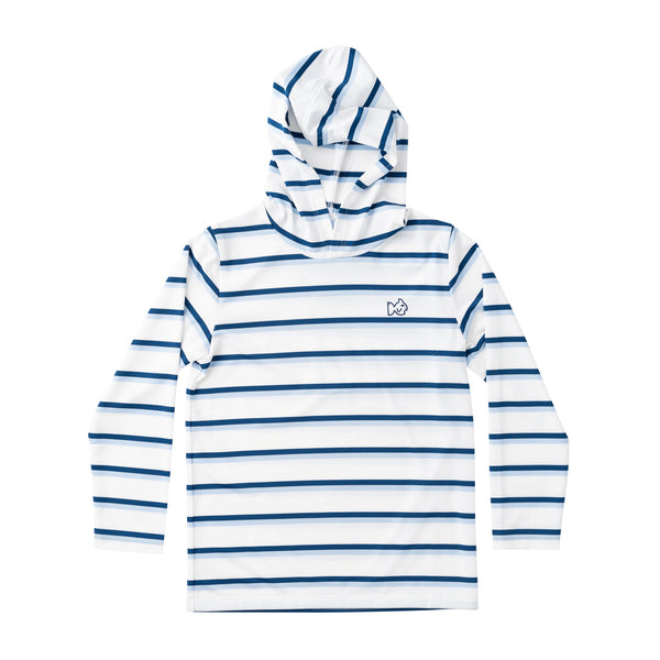 Pro Performance Hoodie T-shirt- Windsurfer Navy Peony Stripe