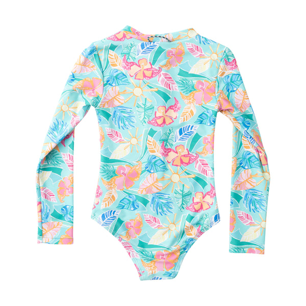 Surf & Turf Zip Swimsuit- Palm Paradise Print