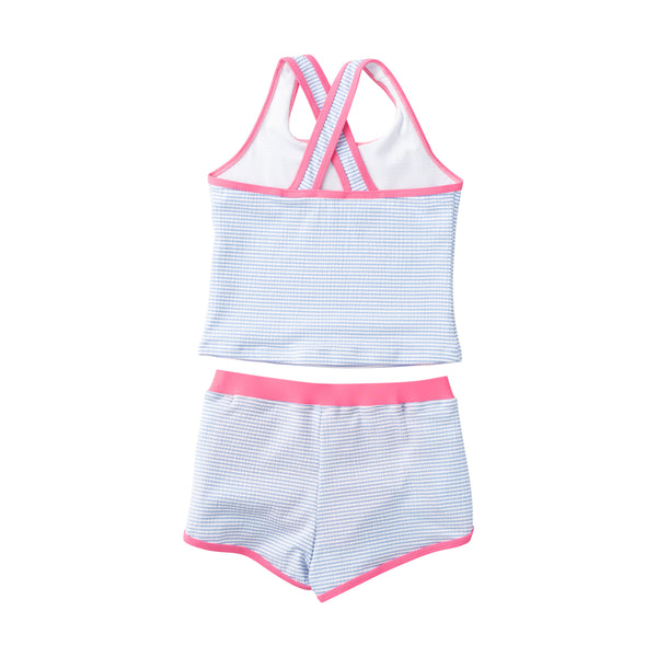Seaside Tankini Set- Marina Seersucker