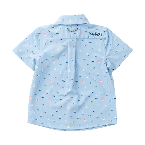 Button Down Shirt- Windsurfer Boats In The Bay Print