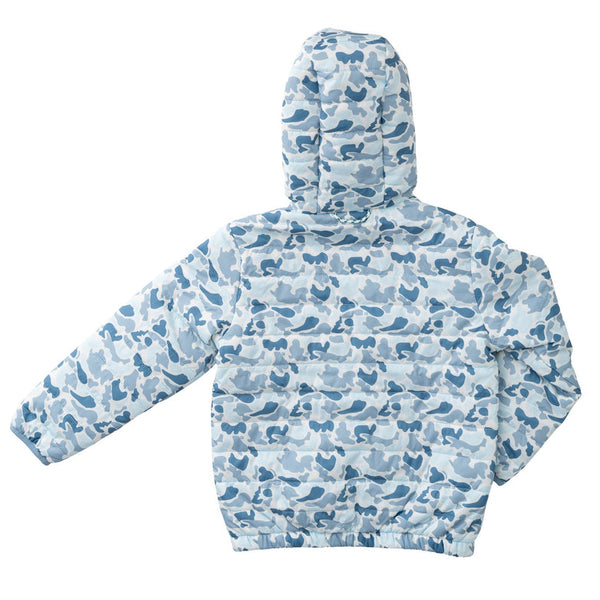 Hooded Puffer Jacket- Blue Break Point Camo
