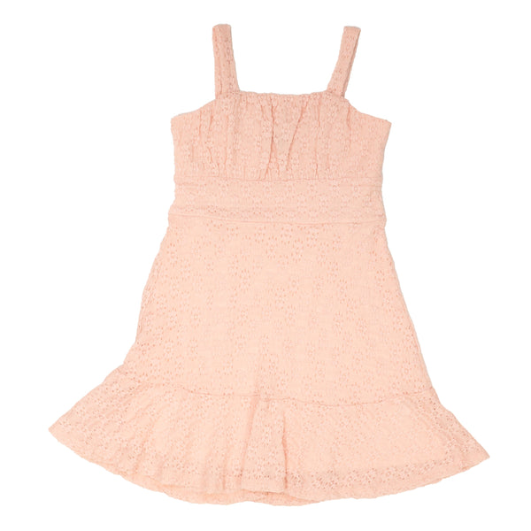 Stretch Lace Emma Ruffle Dress- Lt. Pink