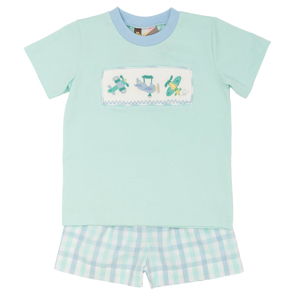 Airplane Smocked Short Set