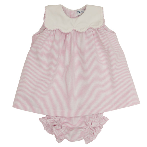 Pink Stripe Poplin Infant Dress
