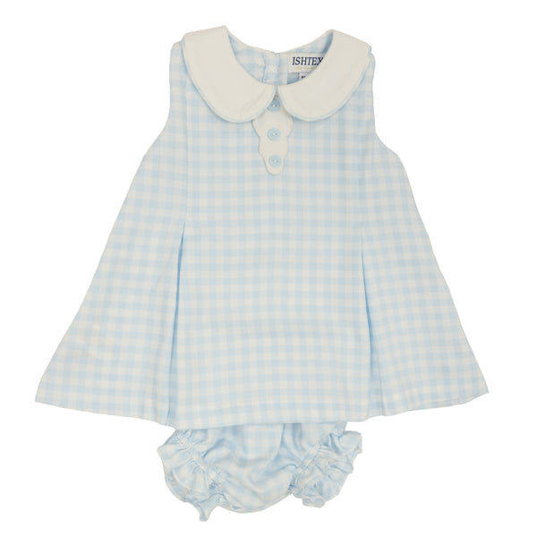 Blue Gingham Infant Dress – Smock Candy