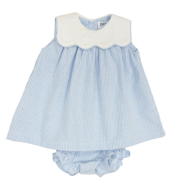 Blue Stripe Poplin Infant Dress