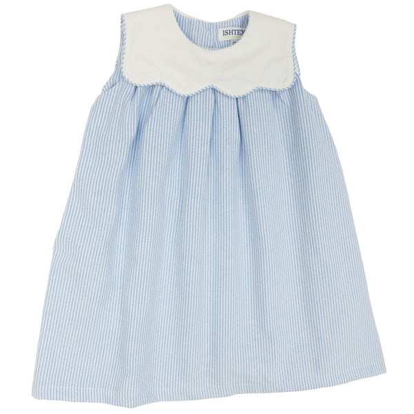 Blue Stripe Poplin Dress