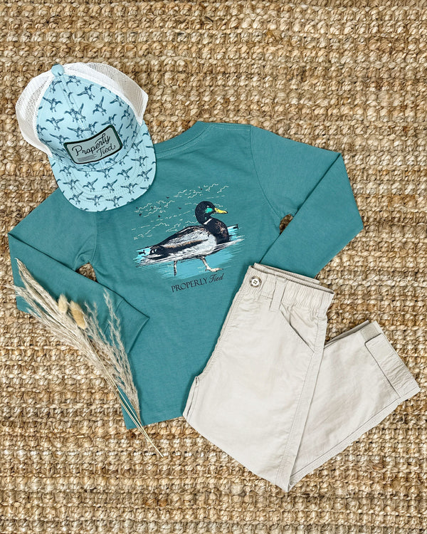 Swimming Mallard LS- Marine Green