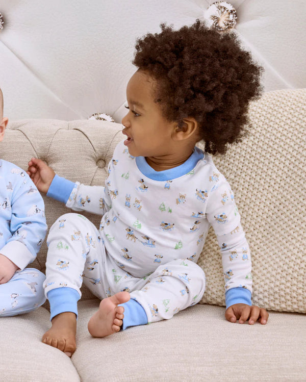 Puppy's Sleigh Riding Fun Pajama Set- Blue