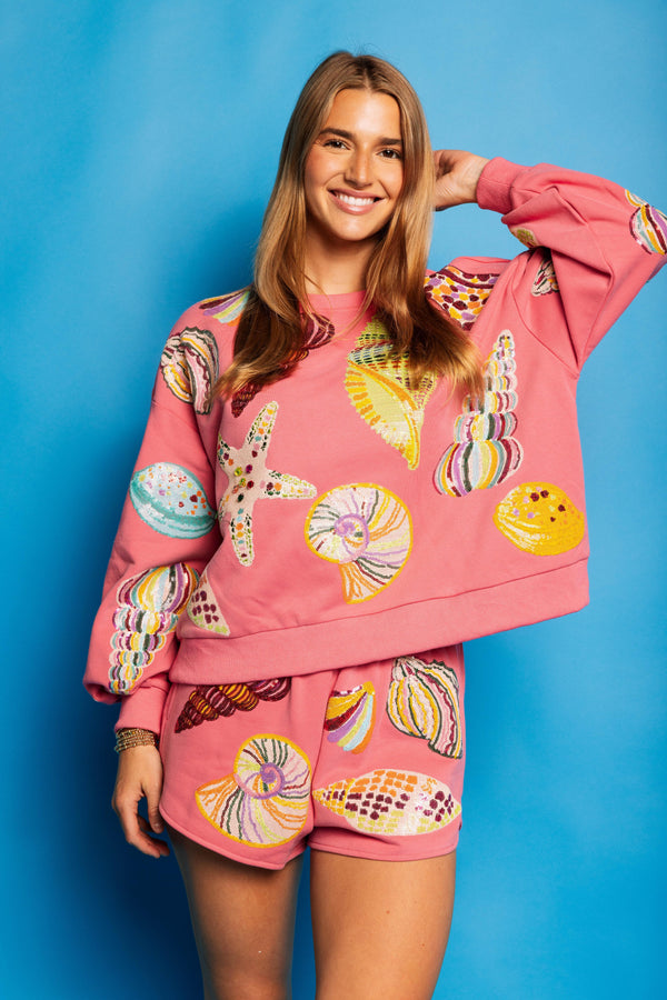 Pink Multi Shell Sweatshirt- (Women's)