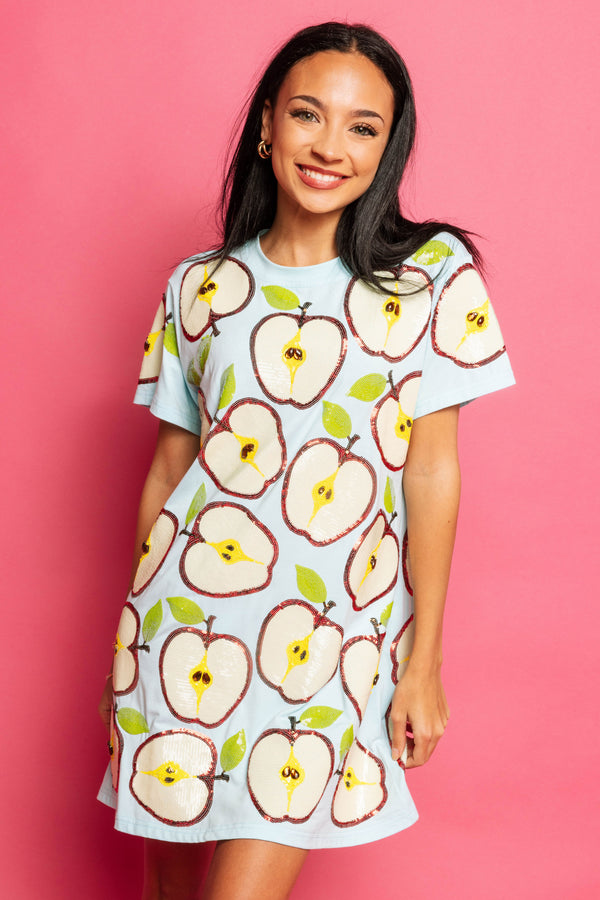 Light Blue Apple Slice Tee Dress- (Women's)
