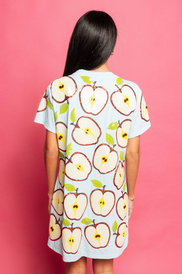 Light Blue Apple Slice Tee Dress- (Women's)