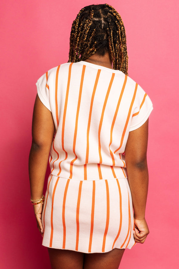 Orange & White Stripe 'Play Ball' Top- (Women's)