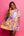 Multi Abstract Cotton Tiger Short Sleeve Dress- (Women's)