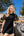 Black Sequin Tiger Puff Sleeve Tee Dress- Women's