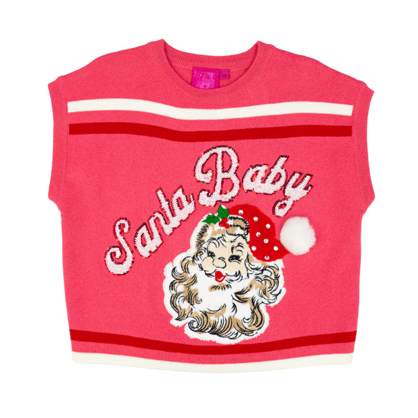Pink & White Striped 'Santa Baby' Knit Top