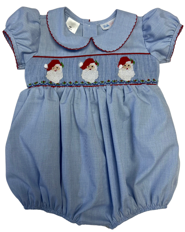 Santa Trio Smocked Bubble- Girl