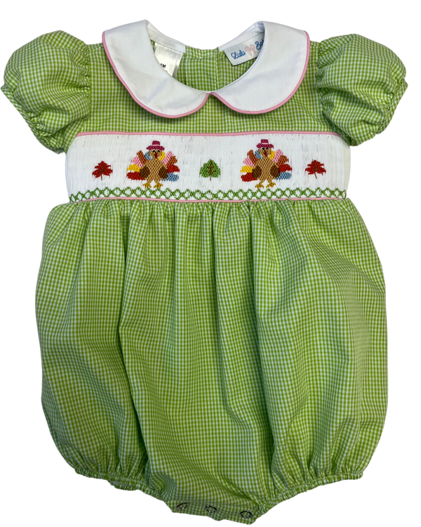 Turkey Smocked Girl Bubble