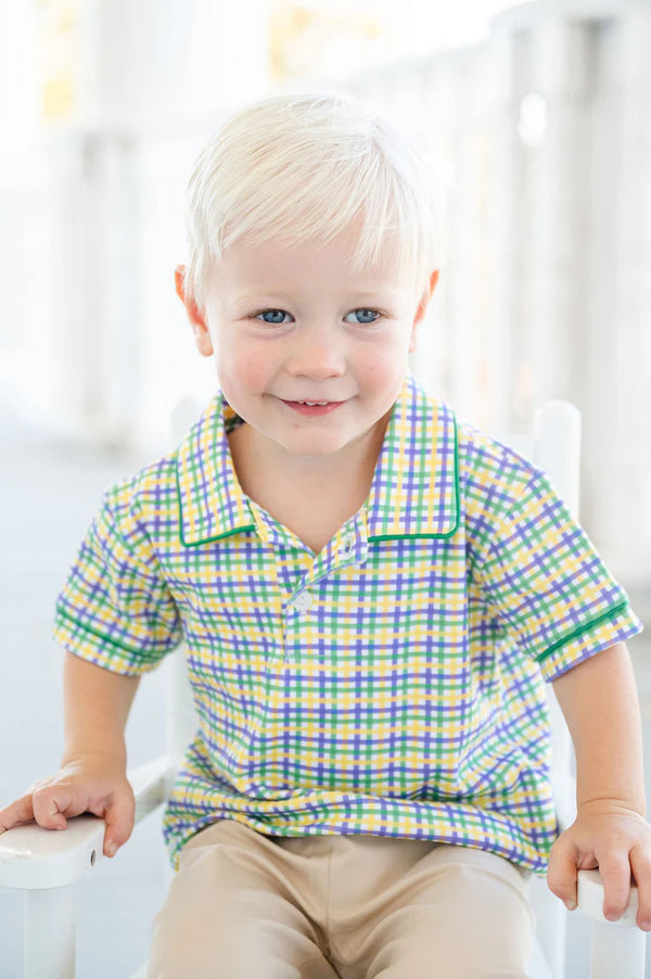 Mardi Gras Plaid Polo