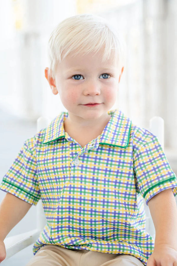 Mardi Gras Plaid Polo