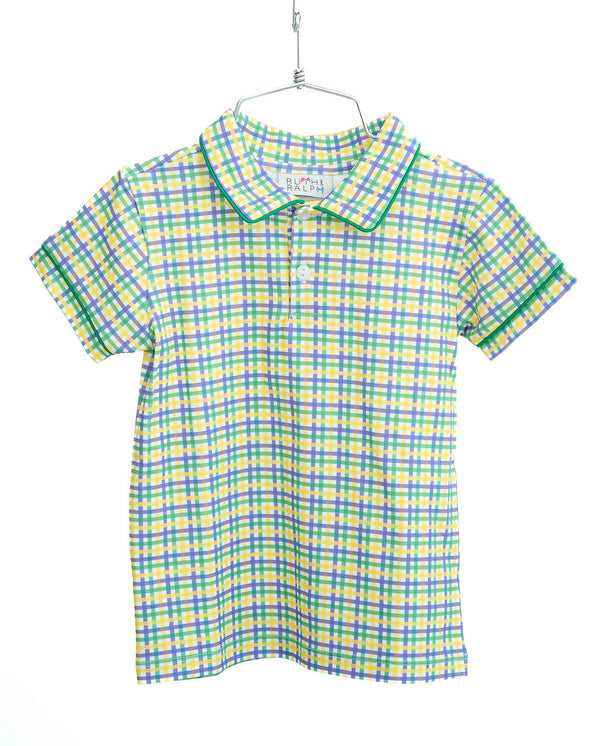 Mardi Gras Plaid Polo