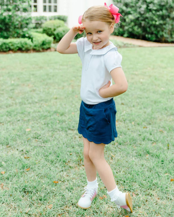 Navy Scallop Skort
