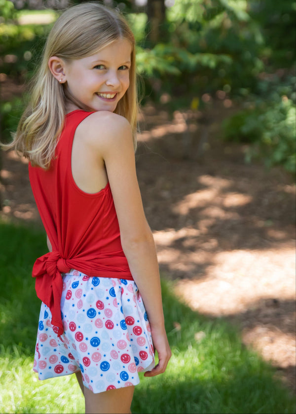 Red White and Blue Smiley Butterfly Shorts