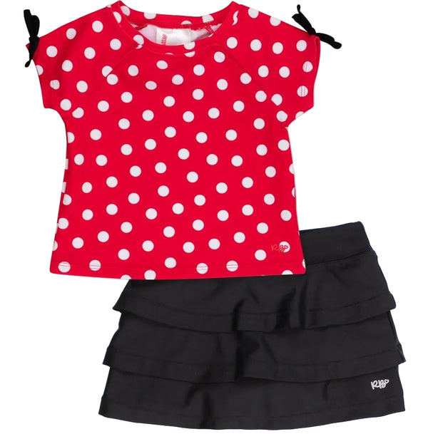 Active Dress Up Tiered Skort Set- Red Vintage Polka Dot